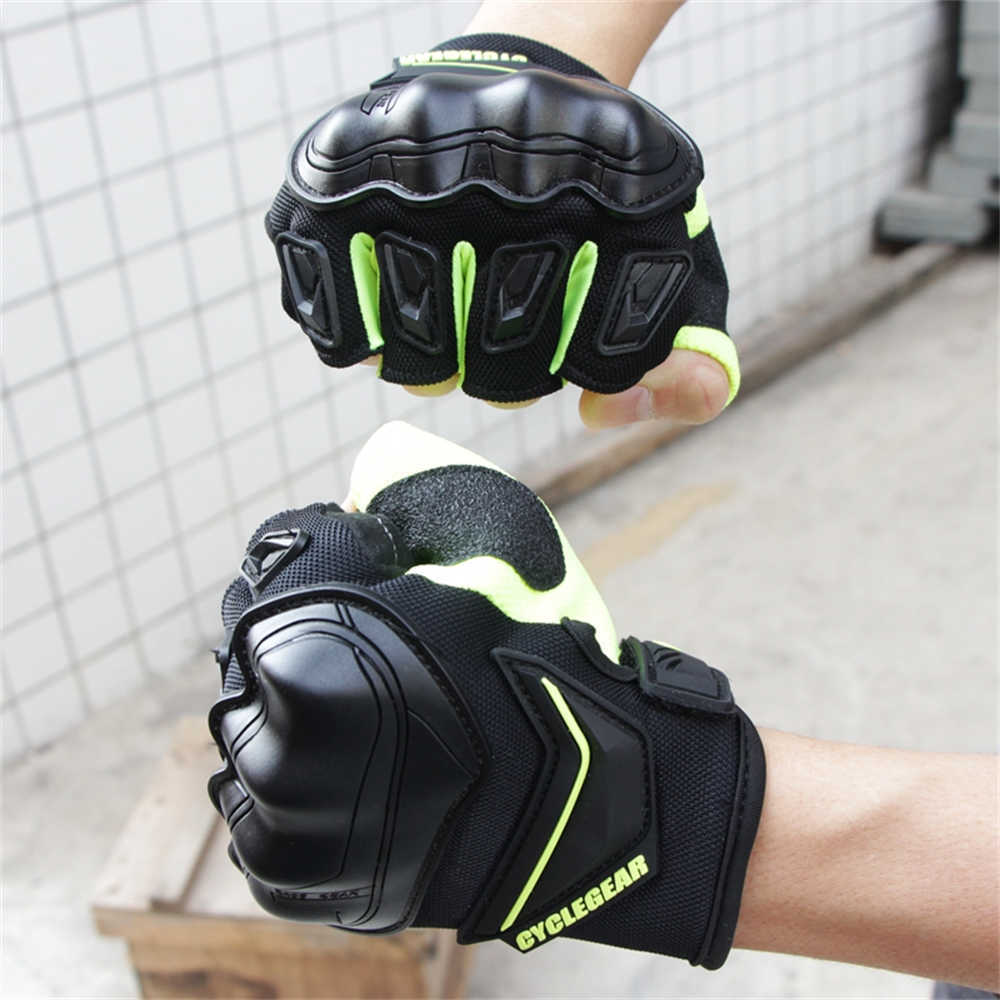 Ny pekskärm PU Läder Motorcykel Half Finger Glove Motorcykel Motocross Moto Hard Fingerless Riding Biker Protective Gear