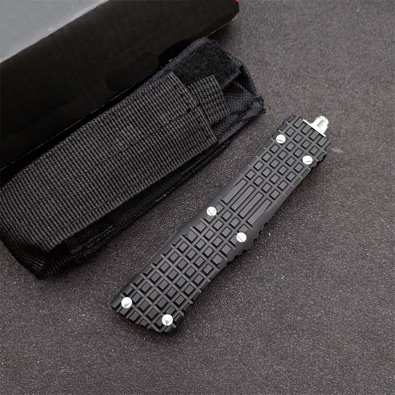 Special Offer High End AUTO Tactical Knife D2 White Stone Wash Tanto Point Blade 6061-T6 Handle Outdoor Survival EDC Knives With Nylon Bag