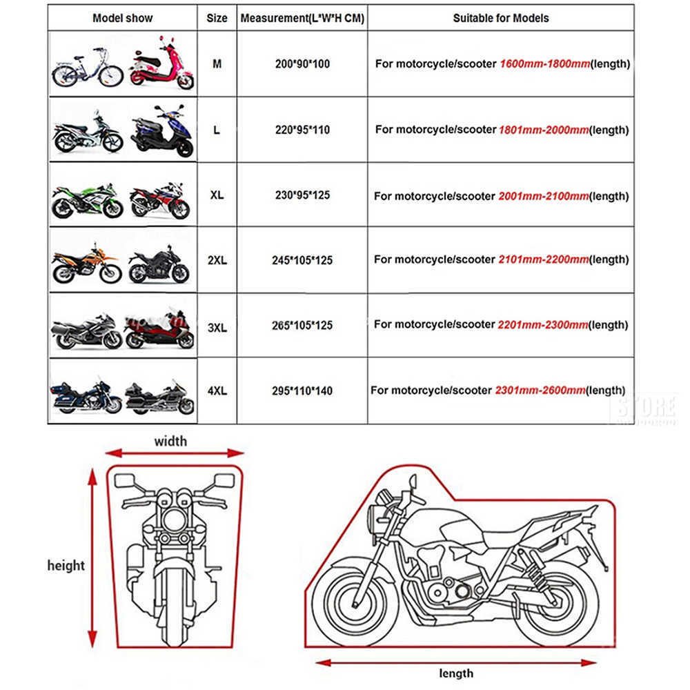 Motorcycle Cover All Season Universal Weather Premium Quality Waterproof Sun Outdoor Protection Durable with Lock-Holes