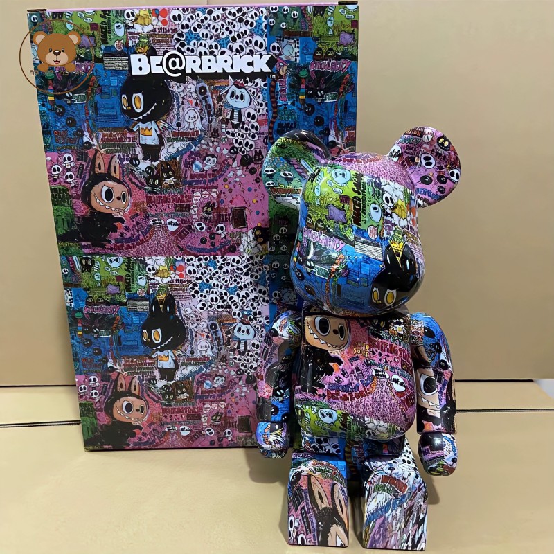 New Spot Bearbrick 400% 28CM Longjiasheng Labubu Labubu Building Blocks Violent Bears Fashion Trend Decoration Piccola bambola fatta a mano