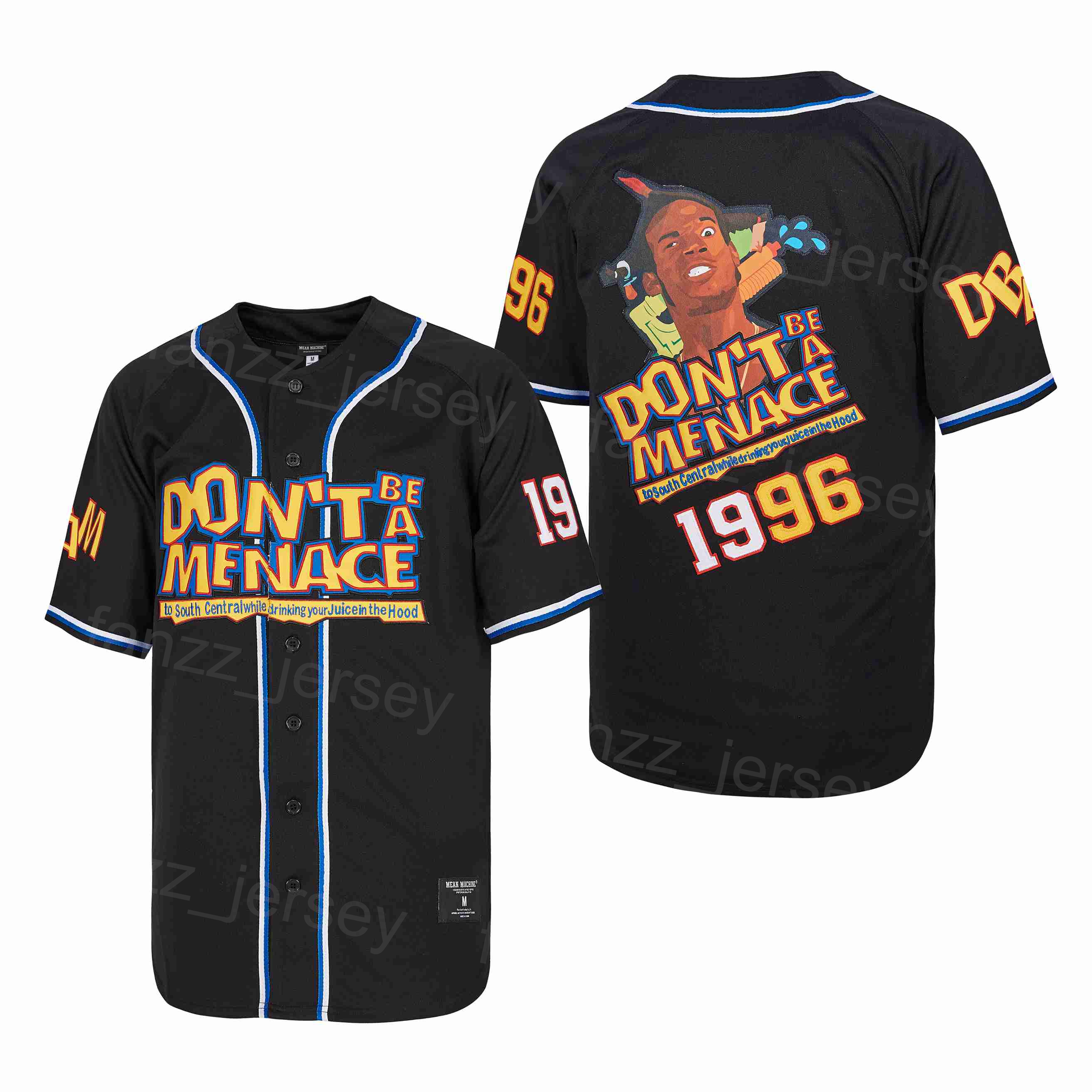 Baseball Moive 1996 Eight Ball Racing Jersey Don't Be Menace 00 loc Doc All Szygowana drużyna Czarna biała żółta różowa fajna baza Cooperstown University University Men Men