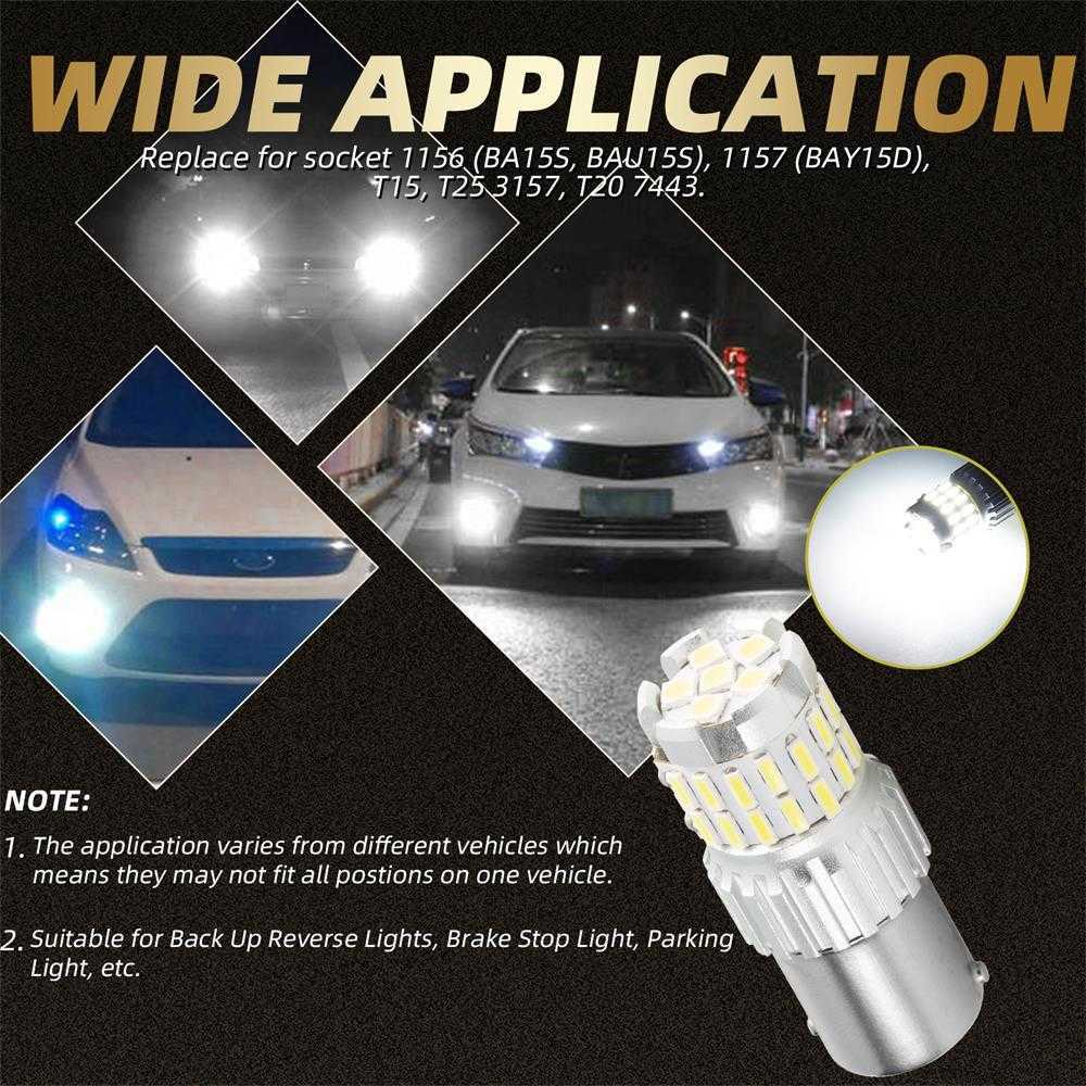 2st 21W LED -reversering av glödlampor Super Bright 36SMD LED för att ersätta bromsbelysning som vänder lampor Turn Signal Lights LED -glödlampor