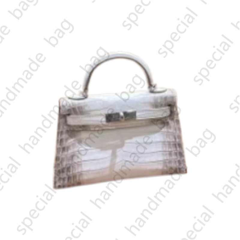 Himalaia 28cm bolsa real brilhante Niloticus crocodilo bolsa de ombro bolsa de marca bolsa de luxo totalmente artesanal cor fúcsia linha de cera costura contato para detalhes