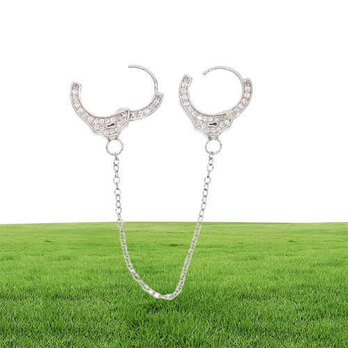 100 925 Handoue d'oreille en argent sterling 1 pièce Clip à longue chaîne de conception unique sur Hoop Femmes européennes Multi-Piercing Earring3574151