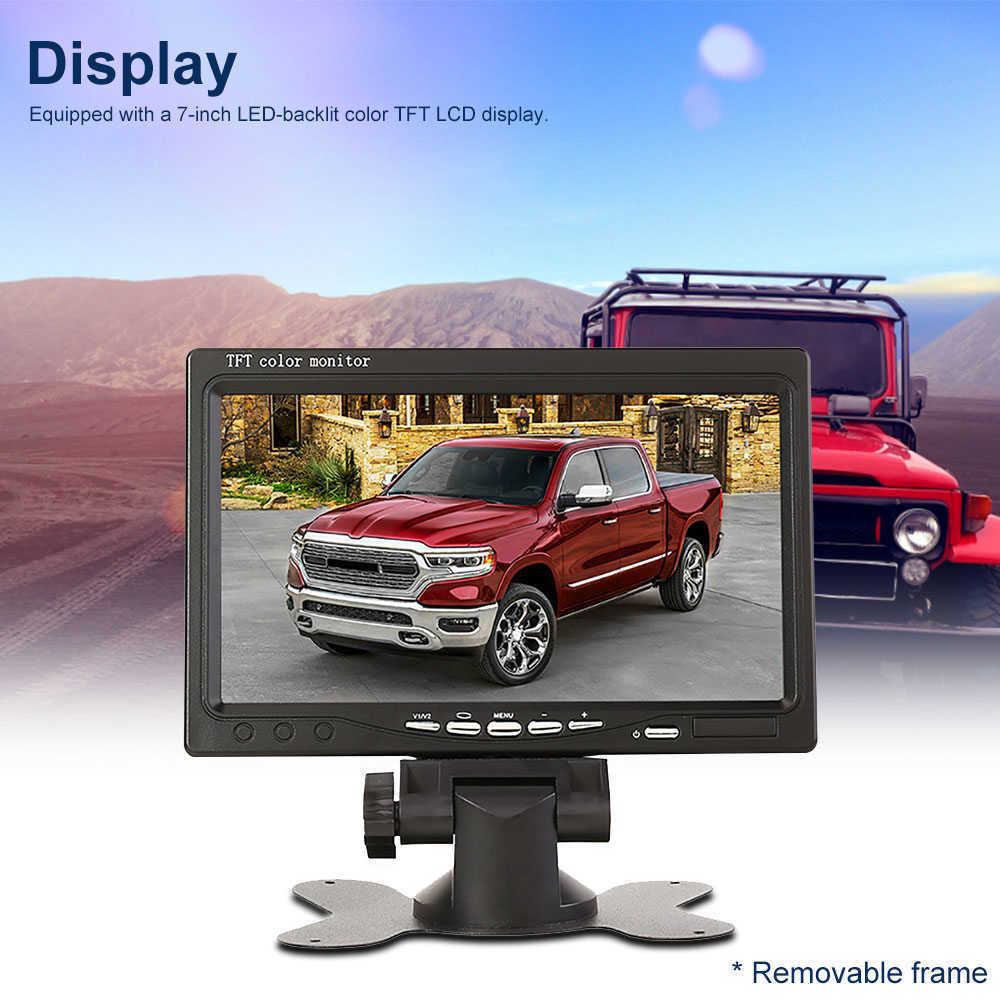 Écran LCD TFT de 7 pouces, lecteur de moniteur de voiture, entrée vidéo bidirectionnelle, moniteur PAL/NTSC pour rétroviseur automatique, caméra de Surveillance de sécurité à domicile