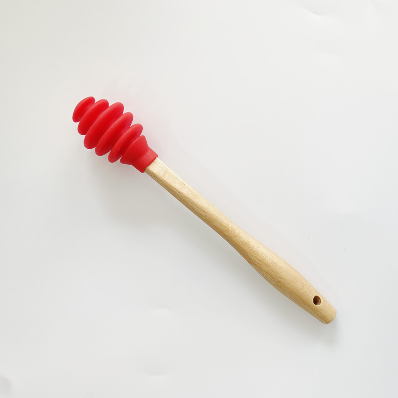 Wooden Handle Honey Silicone Tools Honey Spoon Drizzle Stick Honeys Mixing Stirrer Dip Spiral Server Kitchen Gadget Tool 