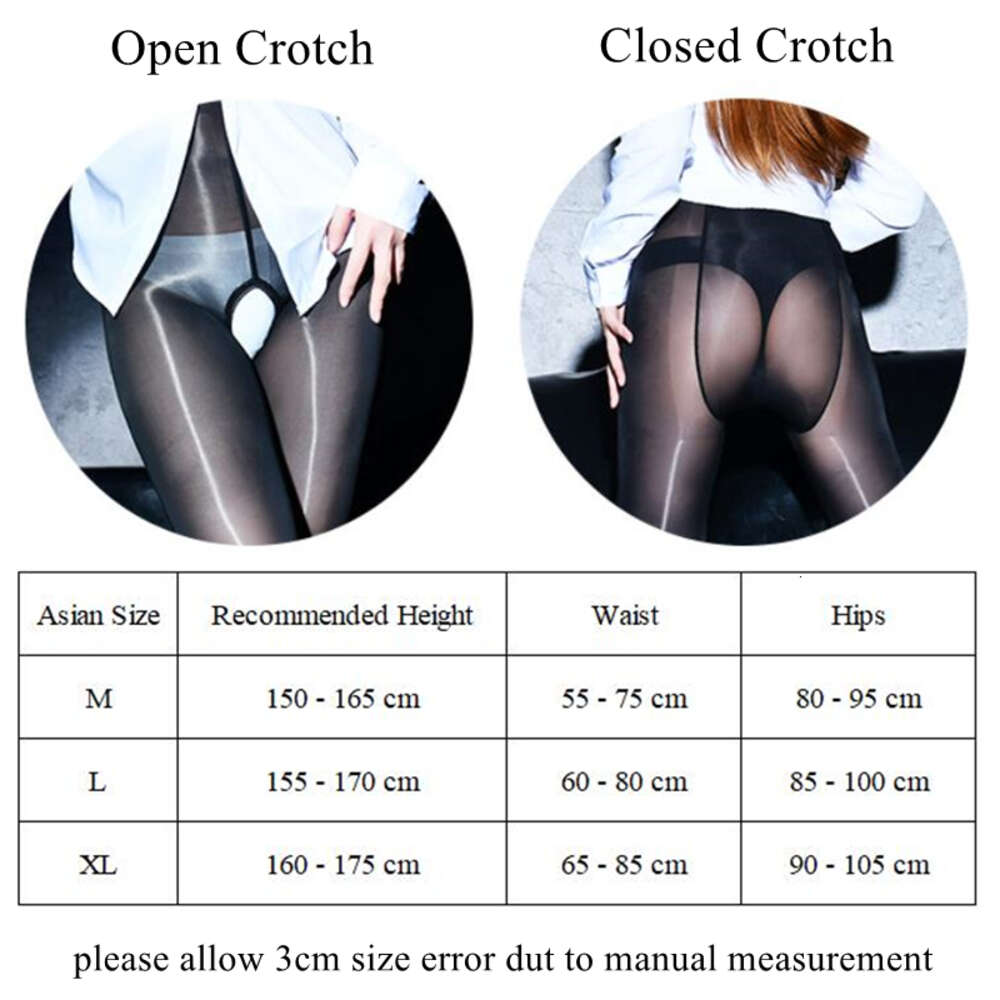 M L XL Plus Size Oil Shiny Tights 8d Ultra Thin Transparenta Silky Smooth Strumpor Women Sexig öppen gren Hög midja Strumpbyxor