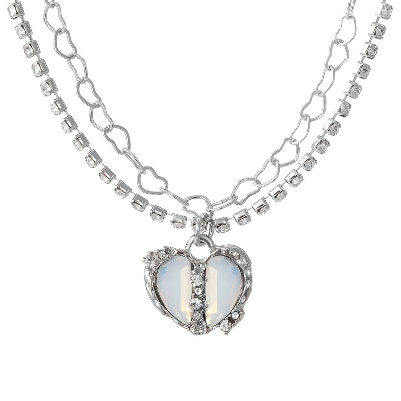 Collier pendentif coeur divisé pour femmes fille cristal rose doux Cool clavicule chaîne colliers mode bijoux cadeaux