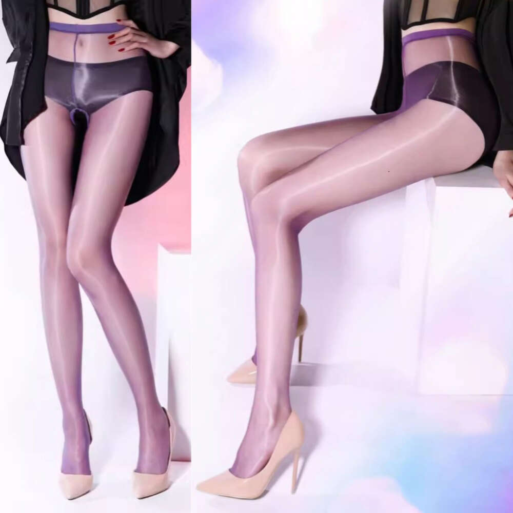 1d óleo brilhante collants sexy ultra fino transparente sedoso suave meias uma linha aberta virilha feminino meia-calça de náilon brilhante meias