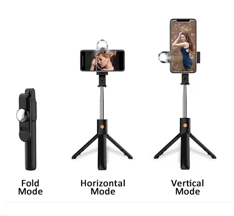 LED remplissage Light Bt Selfie Stick Flexible avec le trépied pliable stand K10S pour la séance photo de diffusion en direct K10S