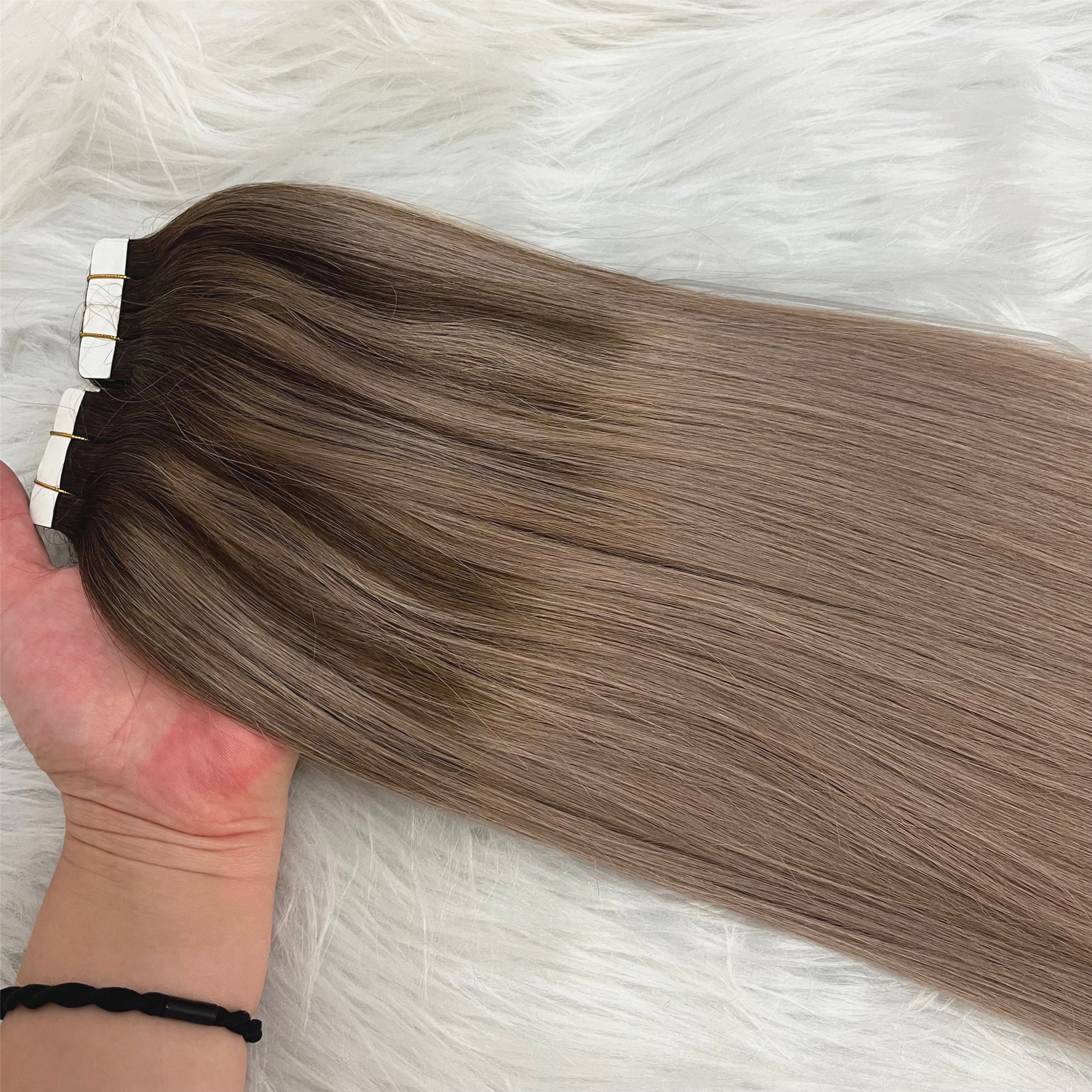 Balayage Tape in Remy Human Hair Extensions Ombre Dark Brown to Ash Blonde Invisible Tape ins Extension 100g/