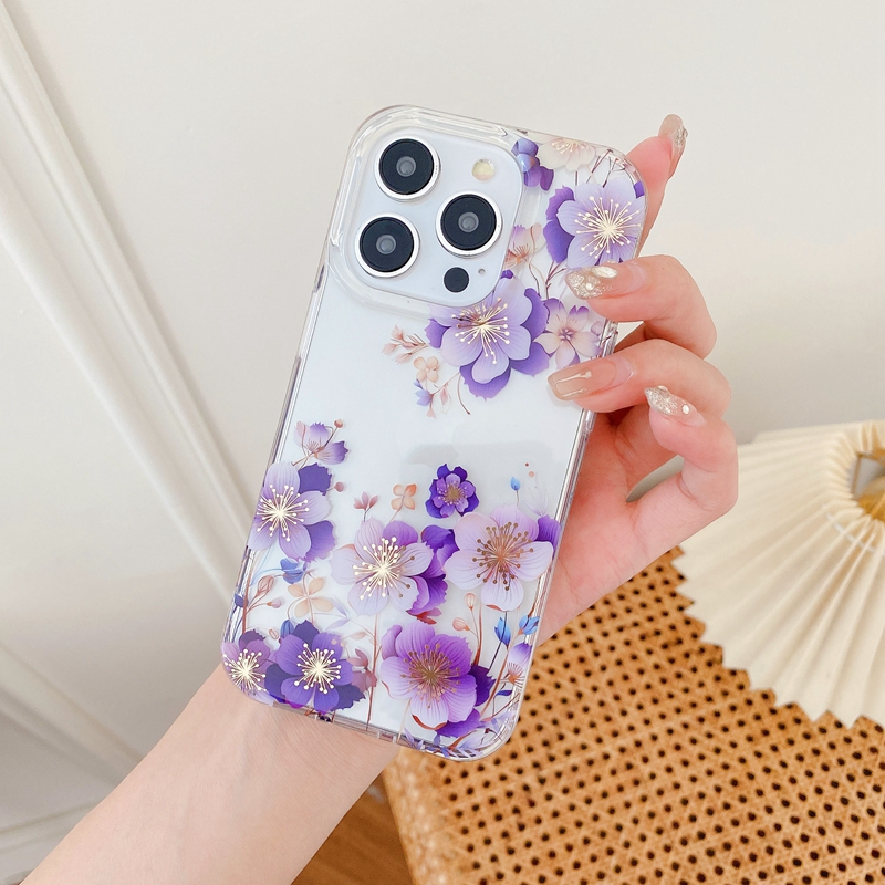 Custodie cromate Fashion Flower Shell Bling Iphone 15 Pro MAX 14 Plus 13 12 11 Placcatura metallica trasparente quadrifoglio floreale Lucky Soft IMD TPU Cover posteriore cellulare