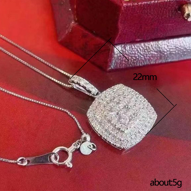 Pendentif de luxe Micro pavé AAAAA, couleur argent Zircon, collier pour femmes, breloque de mariée, bijoux de fête