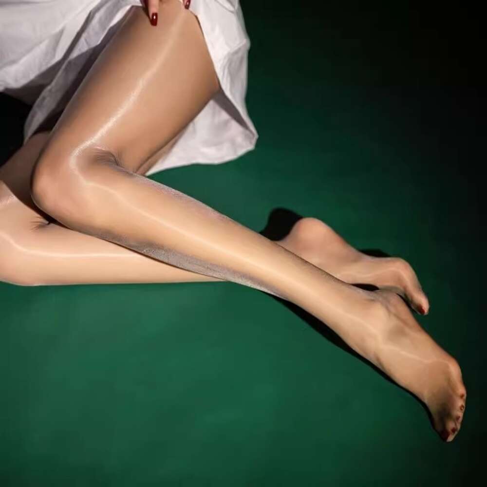 Women Sexy Open Crotch Tights 8D Oil Shiny Transparent Pantyhose Elastic Nylon Stockings Hot Pole Dance Nightclub Lingerie