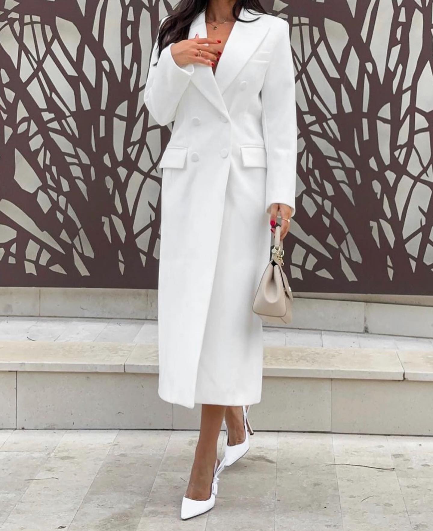 Robe Blazer blanche à Double boutonnage pour femmes, manches longues, bureau, Streetwear, vêtements de sport, une seule veste