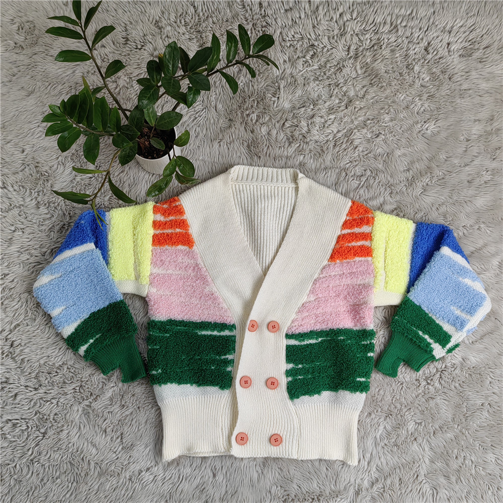 Diseñador de punto suéter mujer otoño invierno manga larga chaqueta de punto casual patchwork cardigan prendas de vestir exteriores sueltas ropa al por mayor a granel 10376