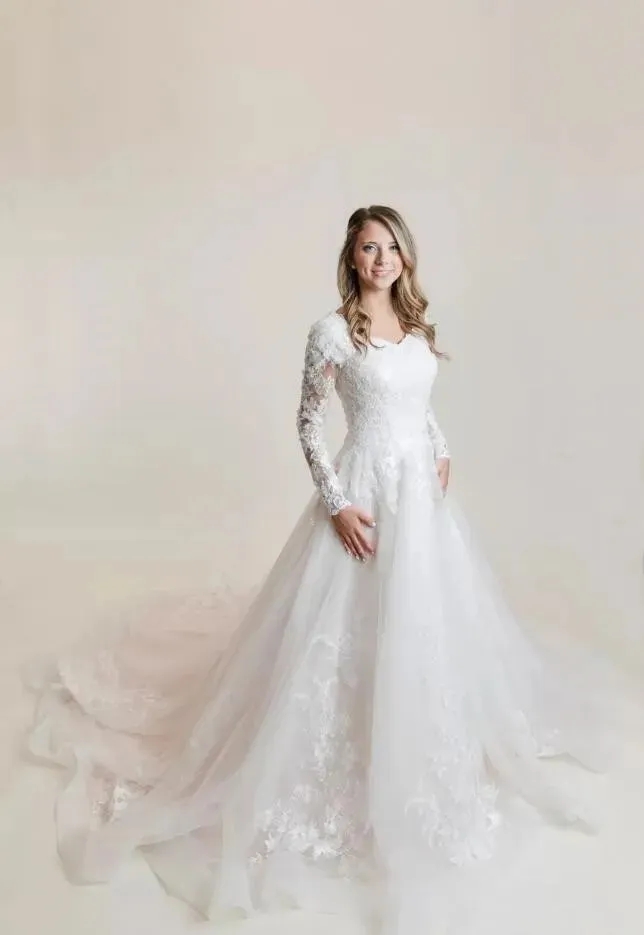 Boho kanten trouwjurk 2023 Elegante bruidsjurken met lange mouwen v nek tulle land westerse vestido de novia