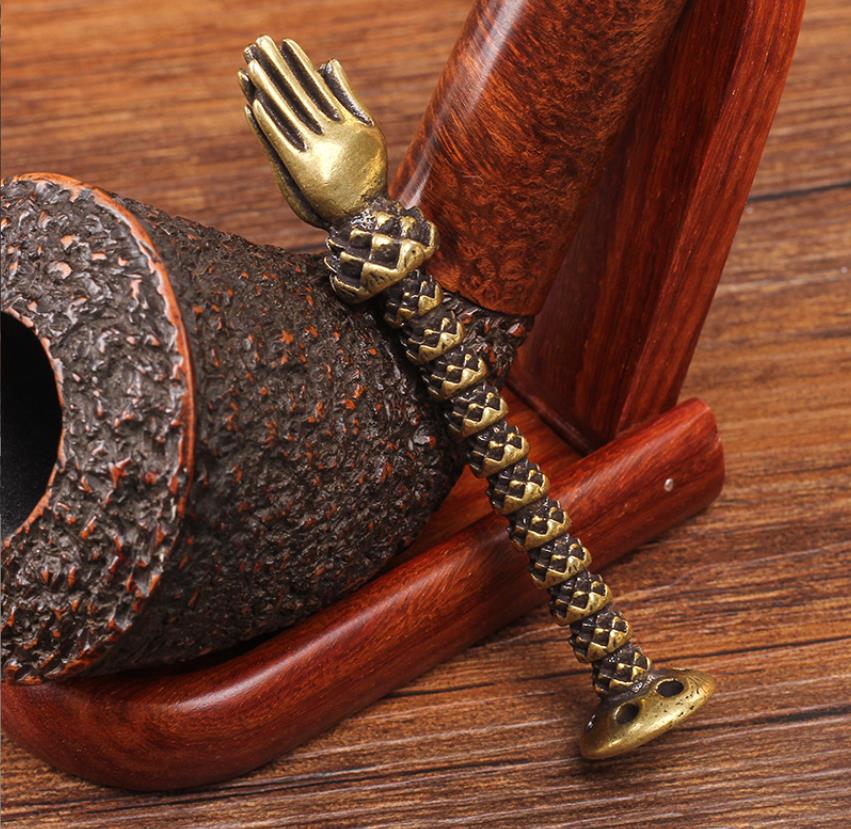 Smoking Pipes Lotus bergamot copper pipe, pressure rod, needle, anti flameout, carbon repair tool, concave spoon, hollowed out vintage pipe