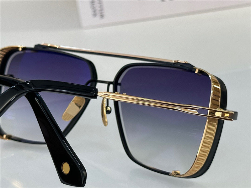 men sunglasses design pop TOP limited edition SIX men K gold retro square frame crystal cutting lens with grid detachable goggles255j