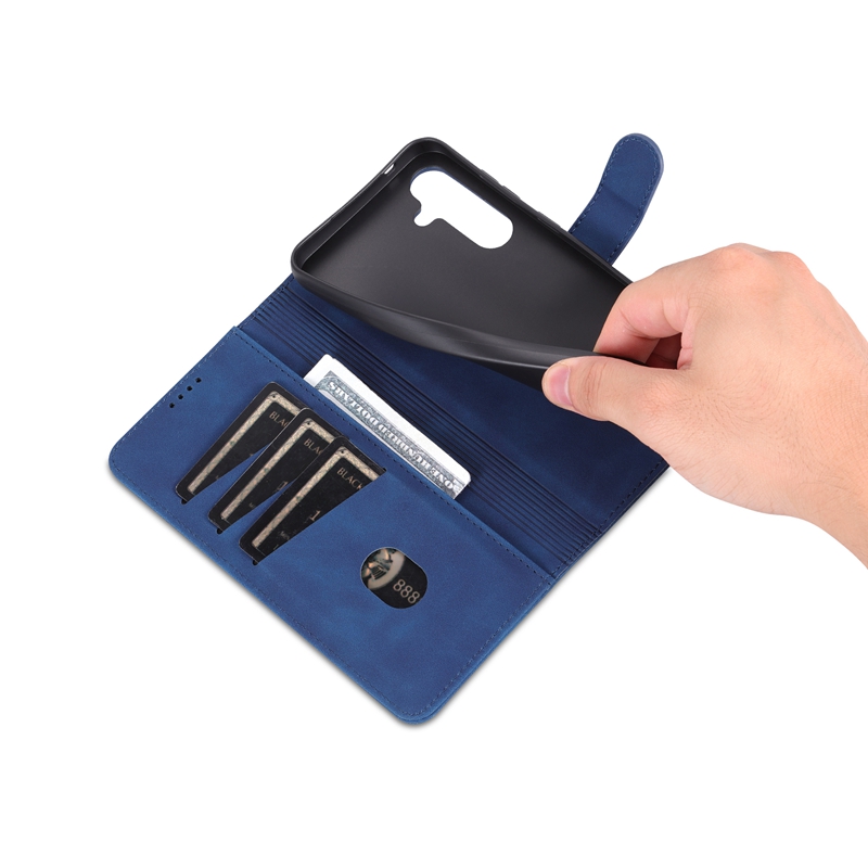 Business PU -läderplånbok för Samsung S24 Plus S23 Fe S22 Ultra A05 A05S A15 A54 A34 A24 A14 A13 Vanlig kreditkortslucka Holder Magnetic Flip Cover Kickstand Pouch