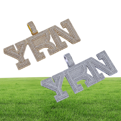 Iced Out Pendant Hip Hop Luxury Designer Jewelry Mens Diamond Rapper Yrn Bubble Letter Pendants for Men Women Kids with Rope Chain2609227
