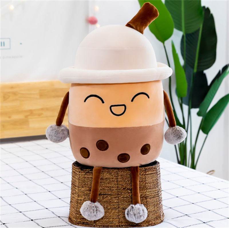 Sevimli Boba Peluş Kawaii Kabarcık Çay Yastığı Yumuşak Boba Çay Peluşu Squishy Oyuncak Dolgulu Hayvan Boba Plushie