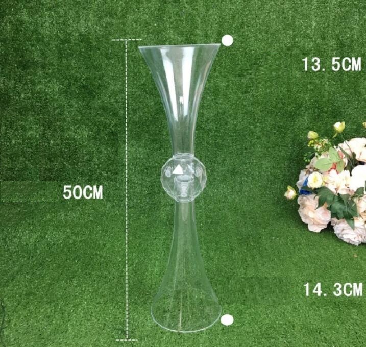 Vase en acrylique Transparent pour cérémonie de mariage, 6 pièces, 50CM, colonnes sur socle, pour scène de fond de mariage