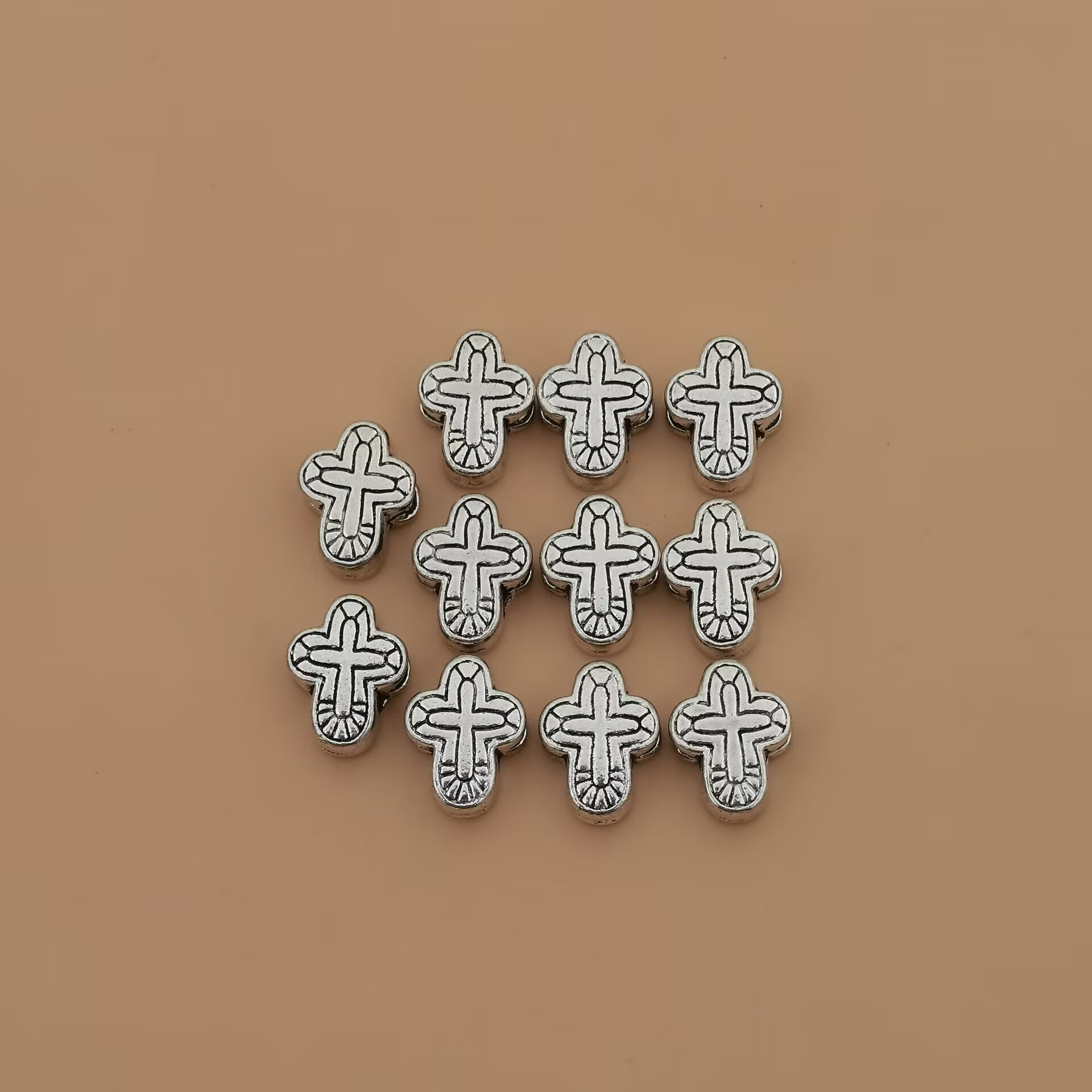 50 Stück Legierung Kreuz Spacer Perlen für Schmuckherstellung, großes Loch 4,5 mm Erkenntnisse Armband DIY Zubehör A-847
