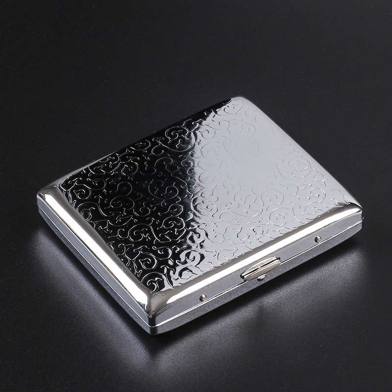 Smoking Pipes Engraved Flower Cigarette Box Portable Male Personality Creative Anti pressure Metal Cigarette Box