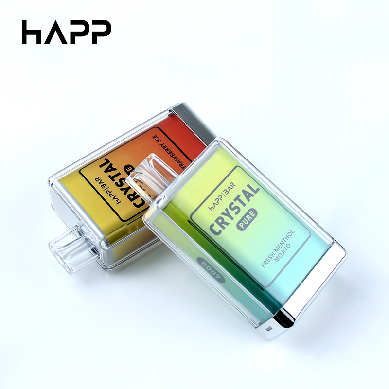 Original HAPP Crystal Pure 6000 Puffs 6k Barres de cigarettes électroniques jetables Puff Mesh Coil 6000 e cigarette Vape Pen 14ml vapers desechables 1500mAh NonRechargeable