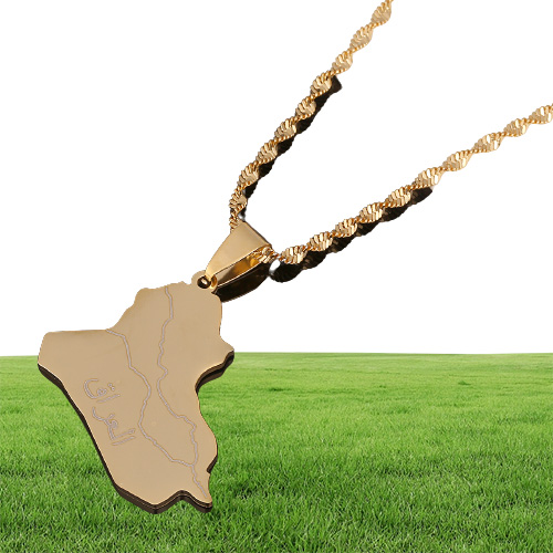 Irak Map Pendant Necklace Gold Color Islanmic Pendant Jewelry2226355