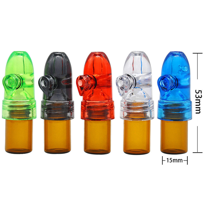 Grossistglas Snuff Bullets Snorter Bottle Reting Pipes Pill Case Containrar Portable Sniff Pocket Dålig Snuffer Mix Color 3 Size 53mm 67mm 82mm