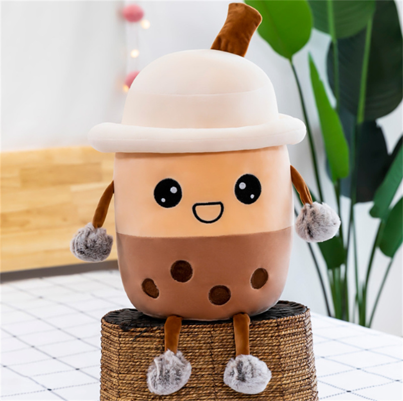 Sevimli Boba Peluş Kawaii Kabarcık Çay Yastığı Yumuşak Boba Çay Peluşu Squishy Oyuncak Dolgulu Hayvan Boba Plushie