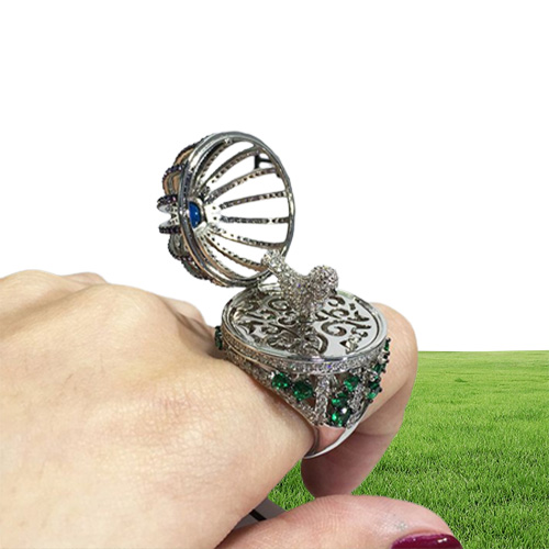 Donia Jewelry Luxus Ring Modebird Käfig Kupfer Mikroina -Zirkon Europäischer und amerikanischer kreativer Designer Handgeschenk 85810306242258