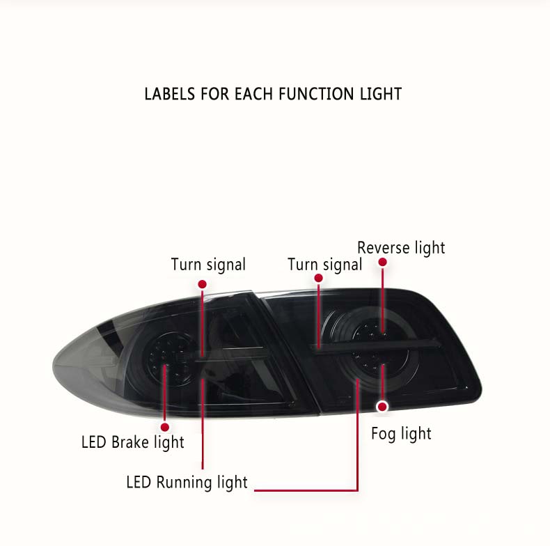 For Mazda 6 03-15 Rear Lamp LED Tail Light Assembly Dynamic Streamer Turn Signal Brake Reverse Parking Running Fog Lights Taillight