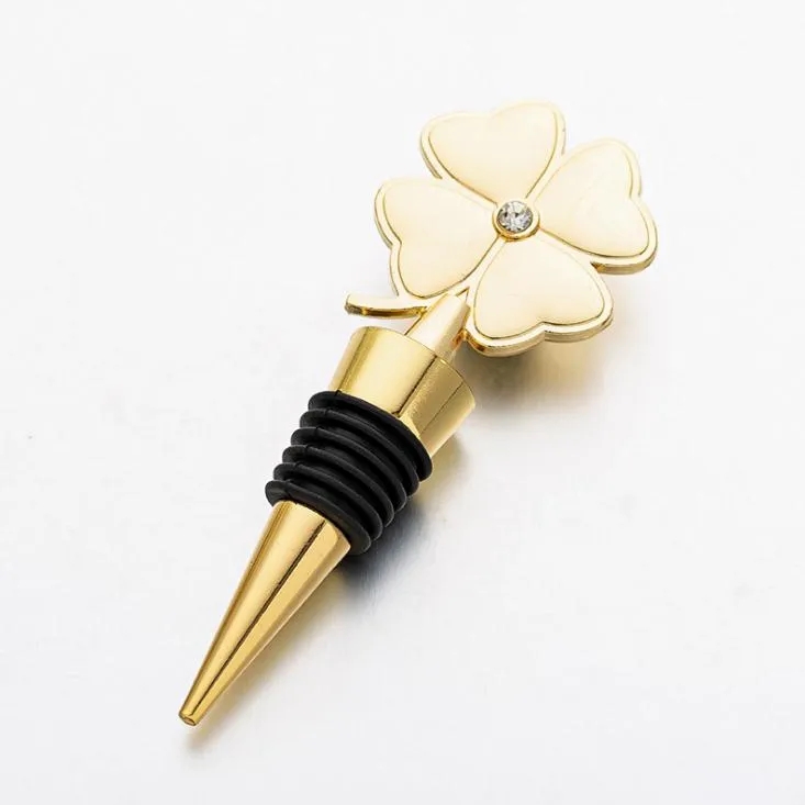 Lucky Favors Clover Wine Bottle Stopper Four Clover Clover Relino Rampa de Vinho Casamento Favor de Aniversário Giveaways