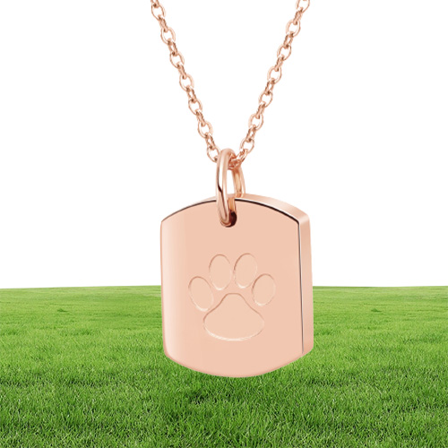 Hundkremationsmycken för aska rostfritt stål Pet Paw Pendant Keepakes Holder Ashes For Pet Human Memorial Funeral Urn Necklace For Men Women2535262