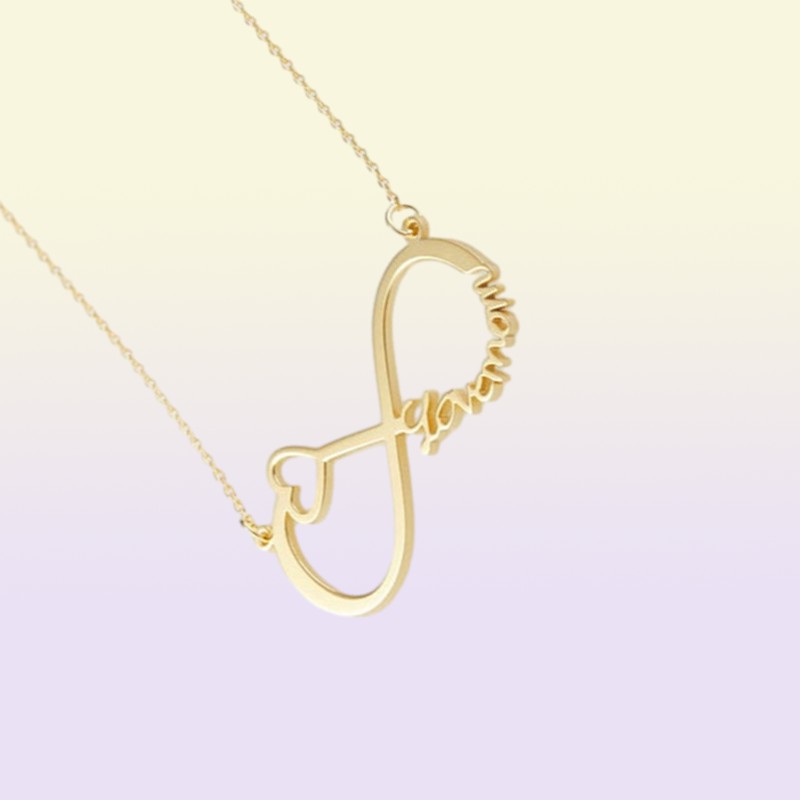 Duoying Infinity Name Necklace Custom Name Necklace Gold Family Name Plated Halsband Personliga gåvor till Love039S Day Gifts4352022