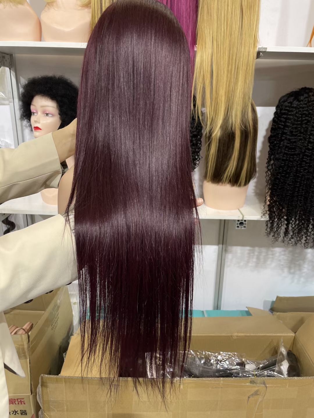 シルキーストレートビルマ人髪2トーンピアノカラーハニーブロンドレースフロントウィッグプリクロックヘアライン