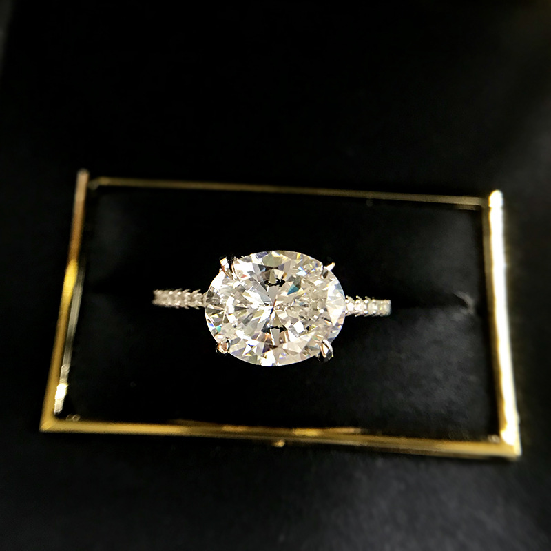 Oval Cut 3ct Moissanite Diamond Ring 100% Real 925 sterling silver Party Wedding band Anneaux pour les femmes Promesse de fiançailles Bijoux