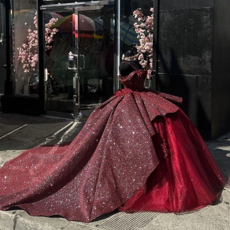Красное блестящее роскошное бальное платье в форме сердца, платья Quinceanera, аппликация, кружевные бусины, кристаллы, Vestidos De 15 Anos, на шнуровке для дня рождения