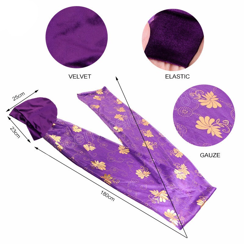 Women African Turban Hat Muslim Wrapped Scarf Beanie Cap Golden Print Ethnic Style Hijab Care Cap