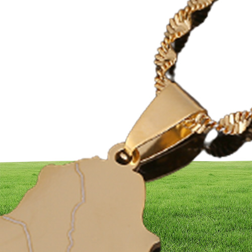 Collana con ciondolo mappa Iraq Gioielli con ciondolo islamico color oro2226355