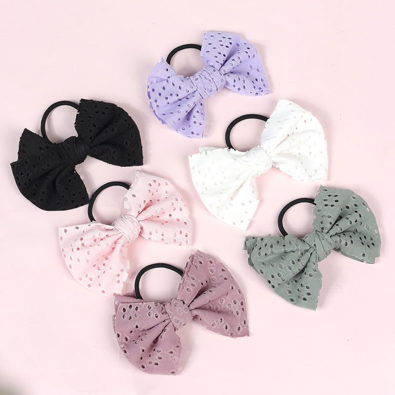 Baby Girl Solid Color Handmade Bowknots Hair Rubber Bands Children Elastic Headwear Party Decor Hair Accessories