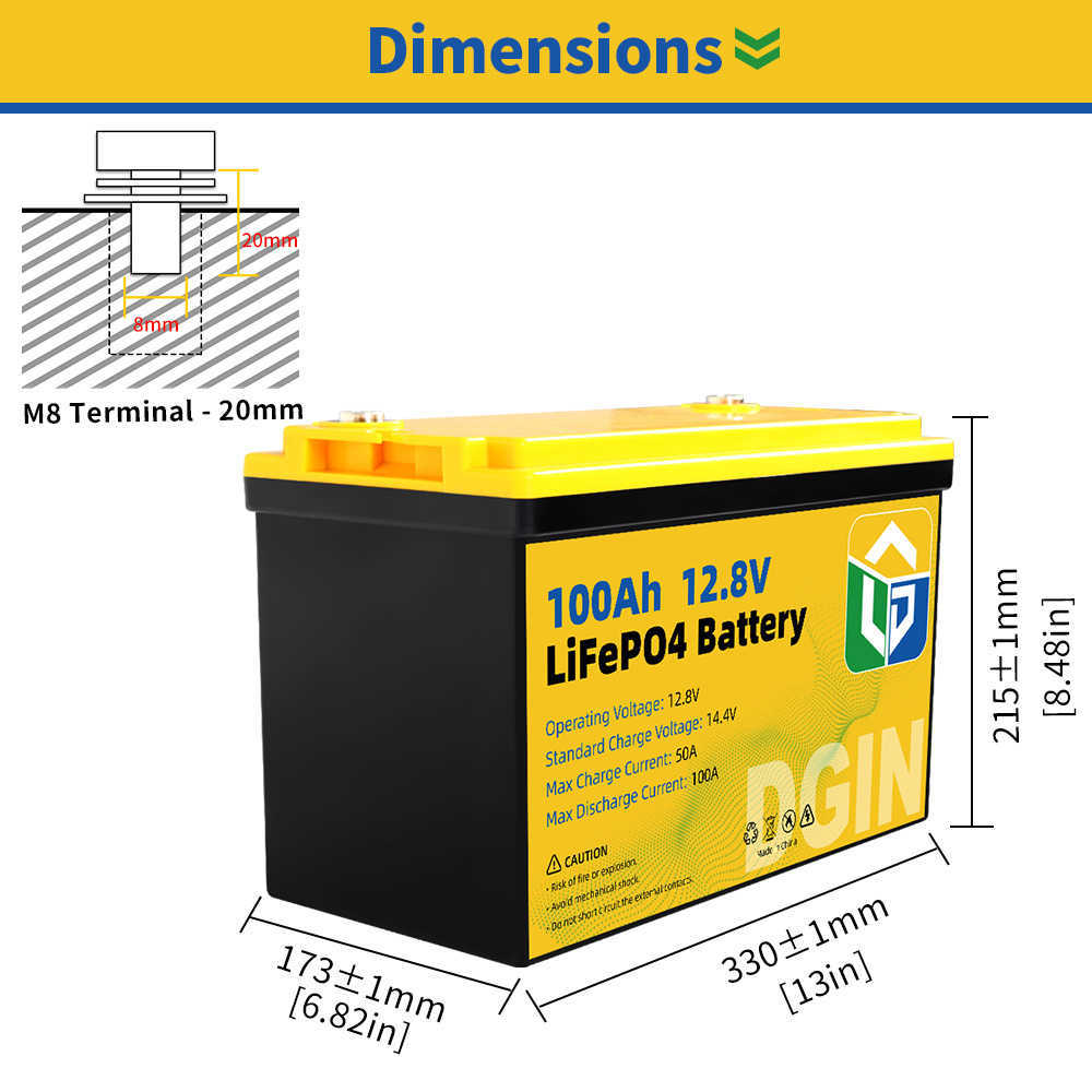 العلامة التجارية الجديدة 12V 24V 100AH ​​200AH LIFEPO4 البطارية الليثيوم الحديد الفوسفات الخلايا الشمسية المدمجة في BMS لـ EV RV VANS GOLF Carts