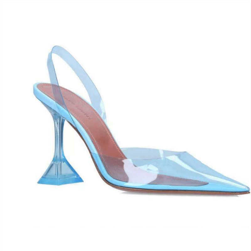 Chaussures habillées 2023 Nouvel été Luxe Pompes pointues pointues sandales de gelée transparentes été sexy Baotou chaussures à talons hauts mode femmes