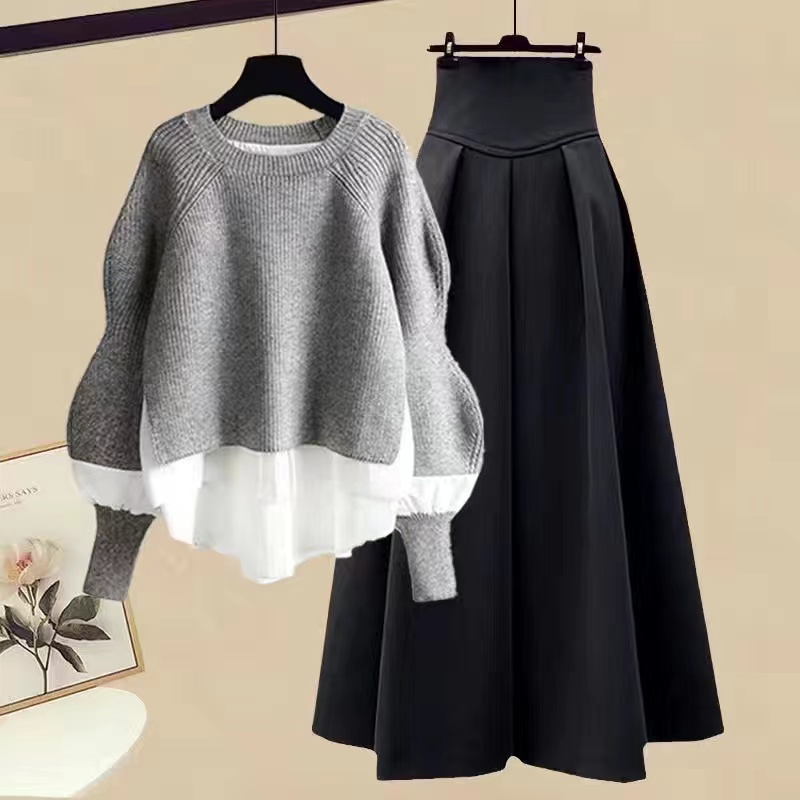 2023 Autumn and Winter Gentle Style Designer Sweater Female 2-Piece Elegant Knited Vest Set Inhemsk förstklassig huvudmärke skapande
