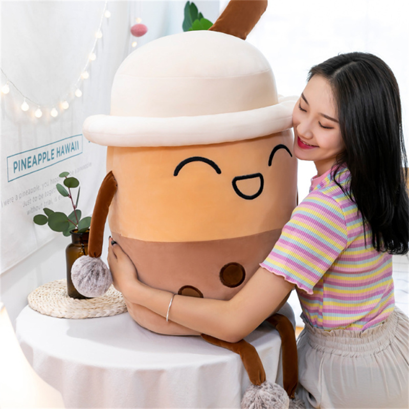 Sevimli Boba Peluş Kawaii Kabarcık Çay Yastığı Yumuşak Boba Çay Peluşu Squishy Oyuncak Dolgulu Hayvan Boba Plushie