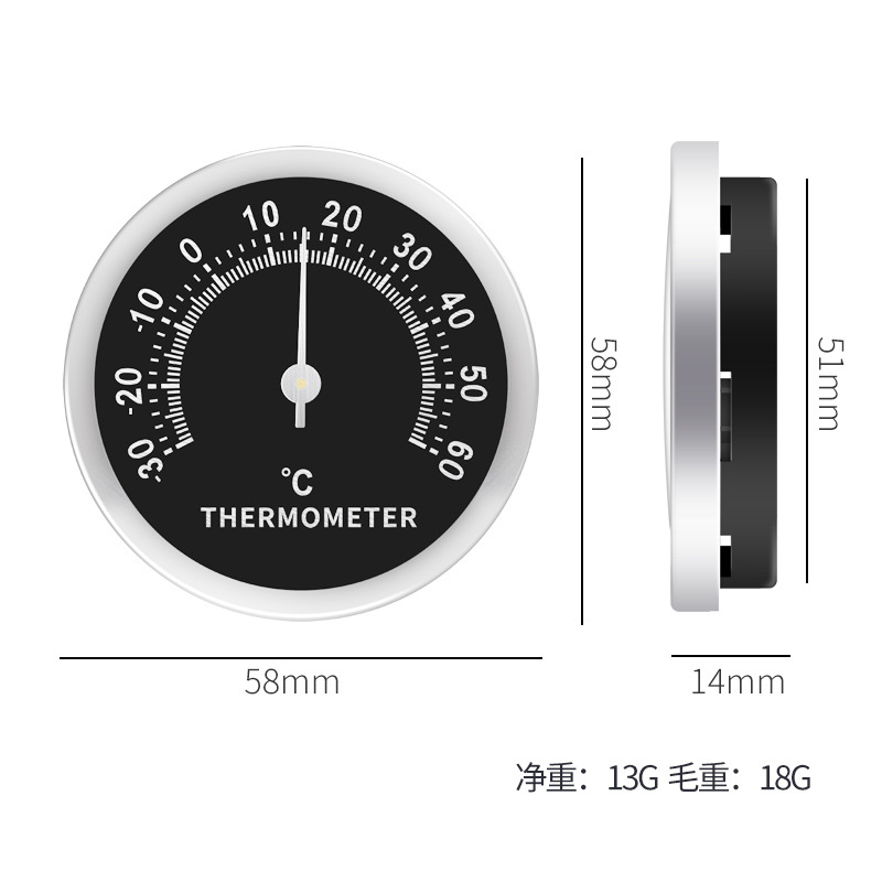 Rökrör 58 mm diameter biltermometer, hushållens minibiltermometer, pianobox, vinlåda, cigarrbox, batterifri rörelse