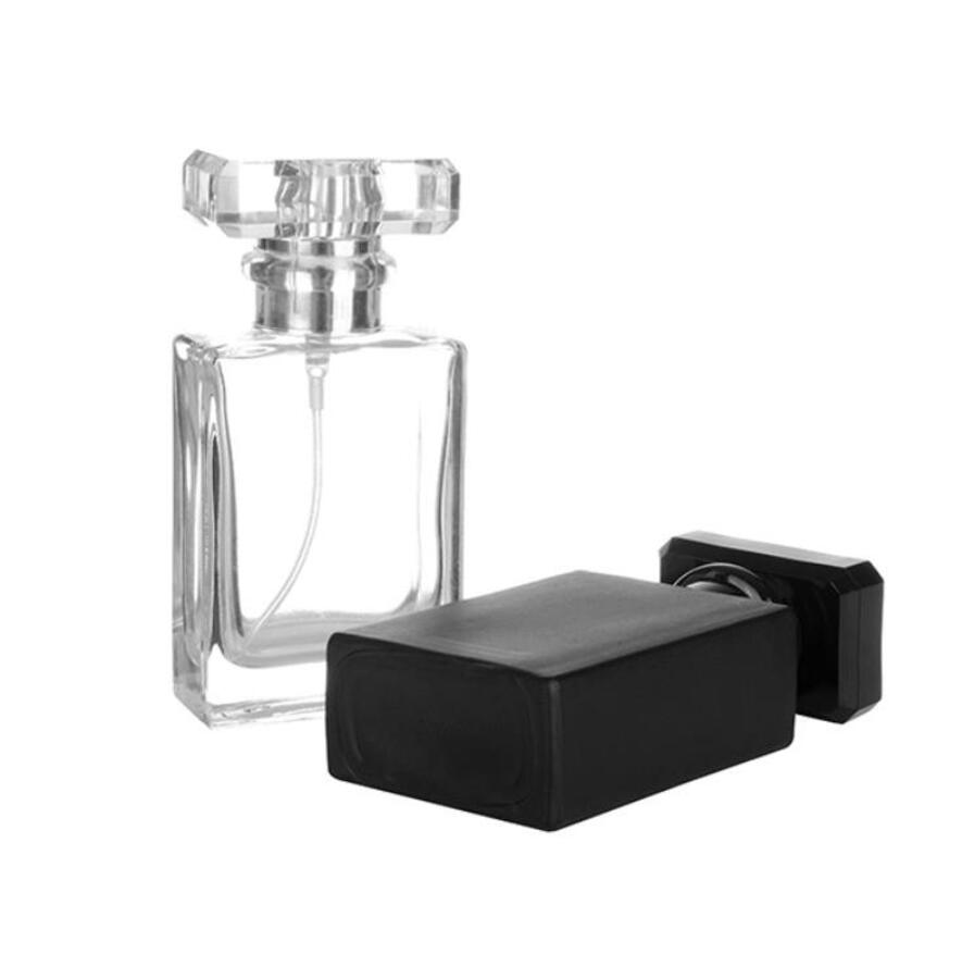 100 шт./Лот 30 мл парфюмерной стеклянной бутылочной бутылки. Квадратный квадратный атомийзер черный прозрачный стеклянный косметический бутылка #GSG462